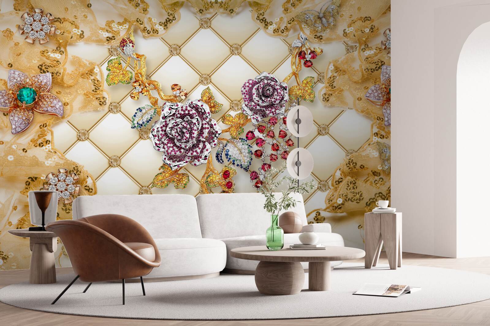 Fototapeta jesienne kwiaty wykonane ze złota i kamienia