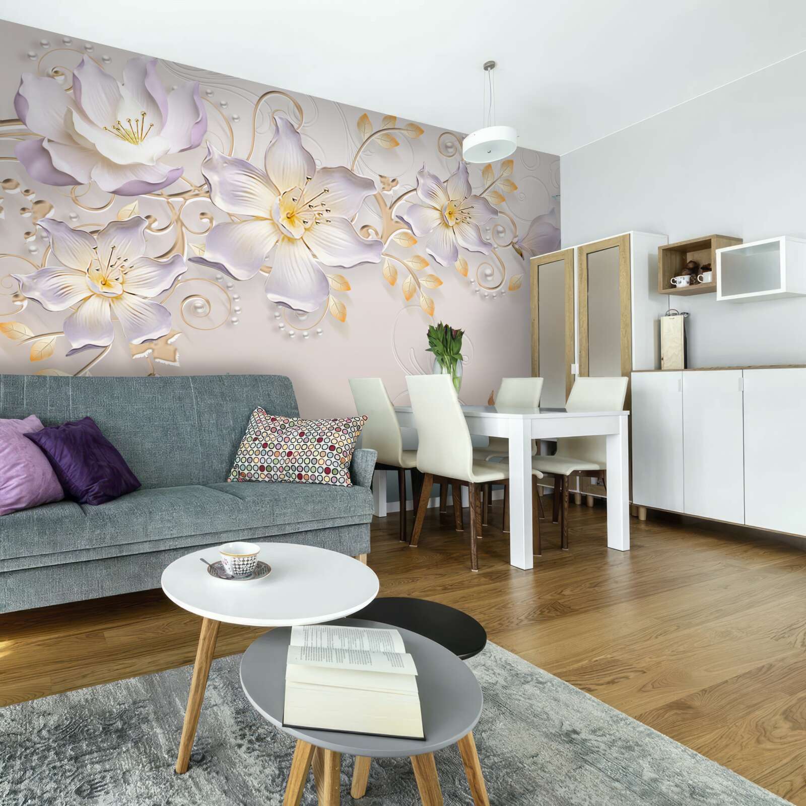 Fototapeta Śnieżnobiałe łabędzie i lekkie pąki