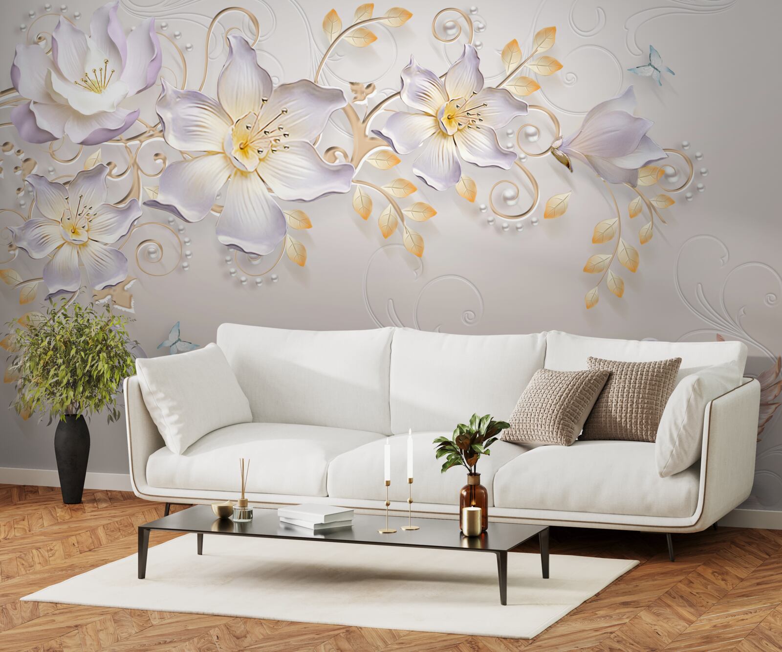 Fototapeta Śnieżnobiałe łabędzie i lekkie pąki