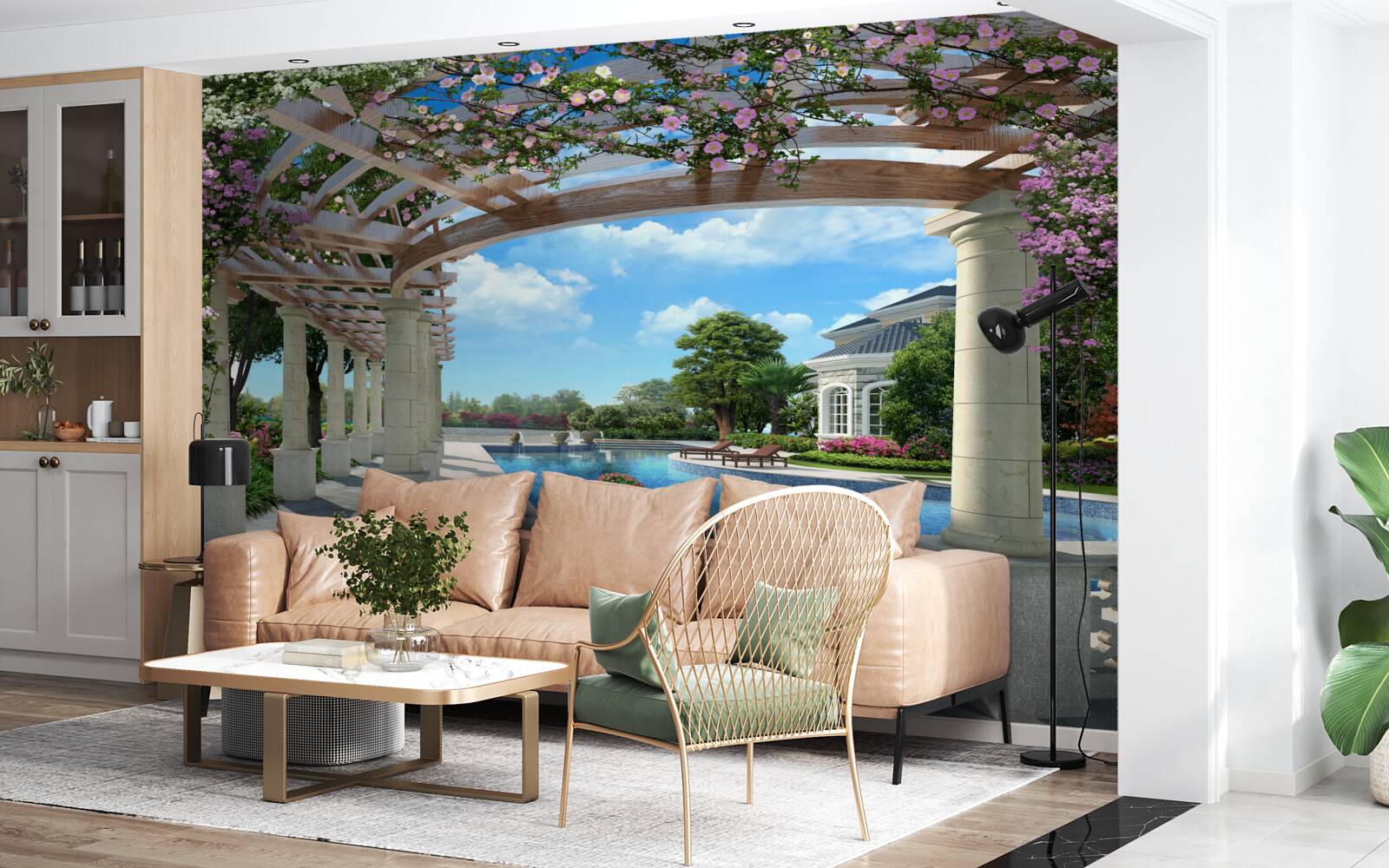 Fototapeta basen z łukiem w pobliżu domu