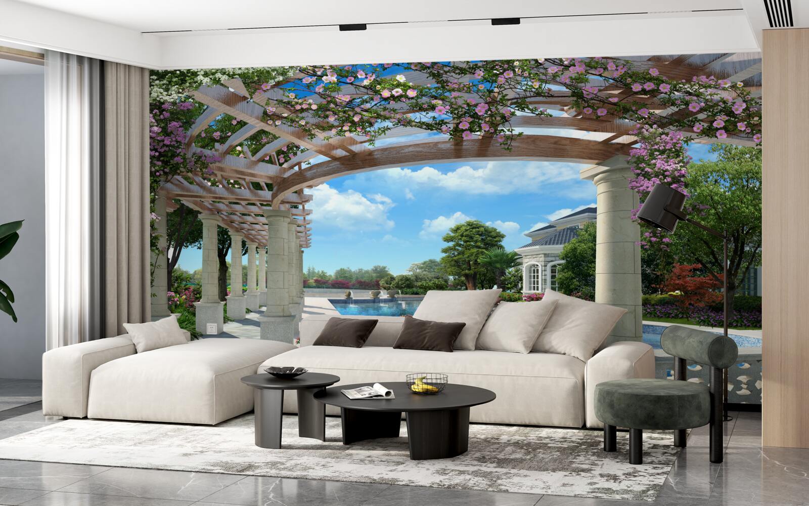 Fototapeta basen z łukiem w pobliżu domu