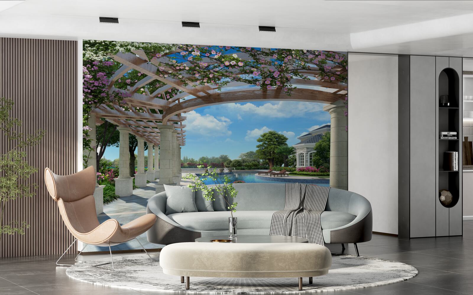 Fototapeta basen z łukiem w pobliżu domu