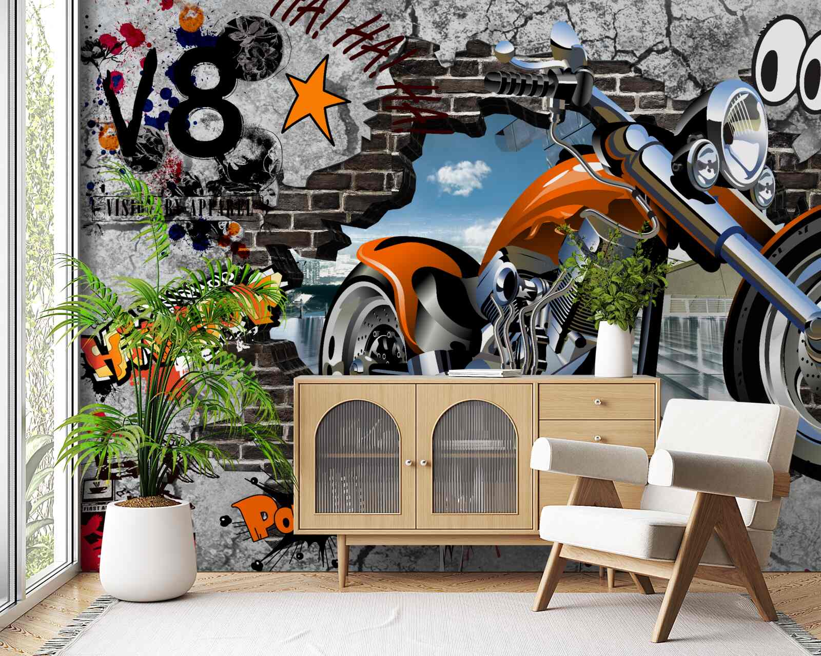 Fototapeta graffiti w formie motocykla