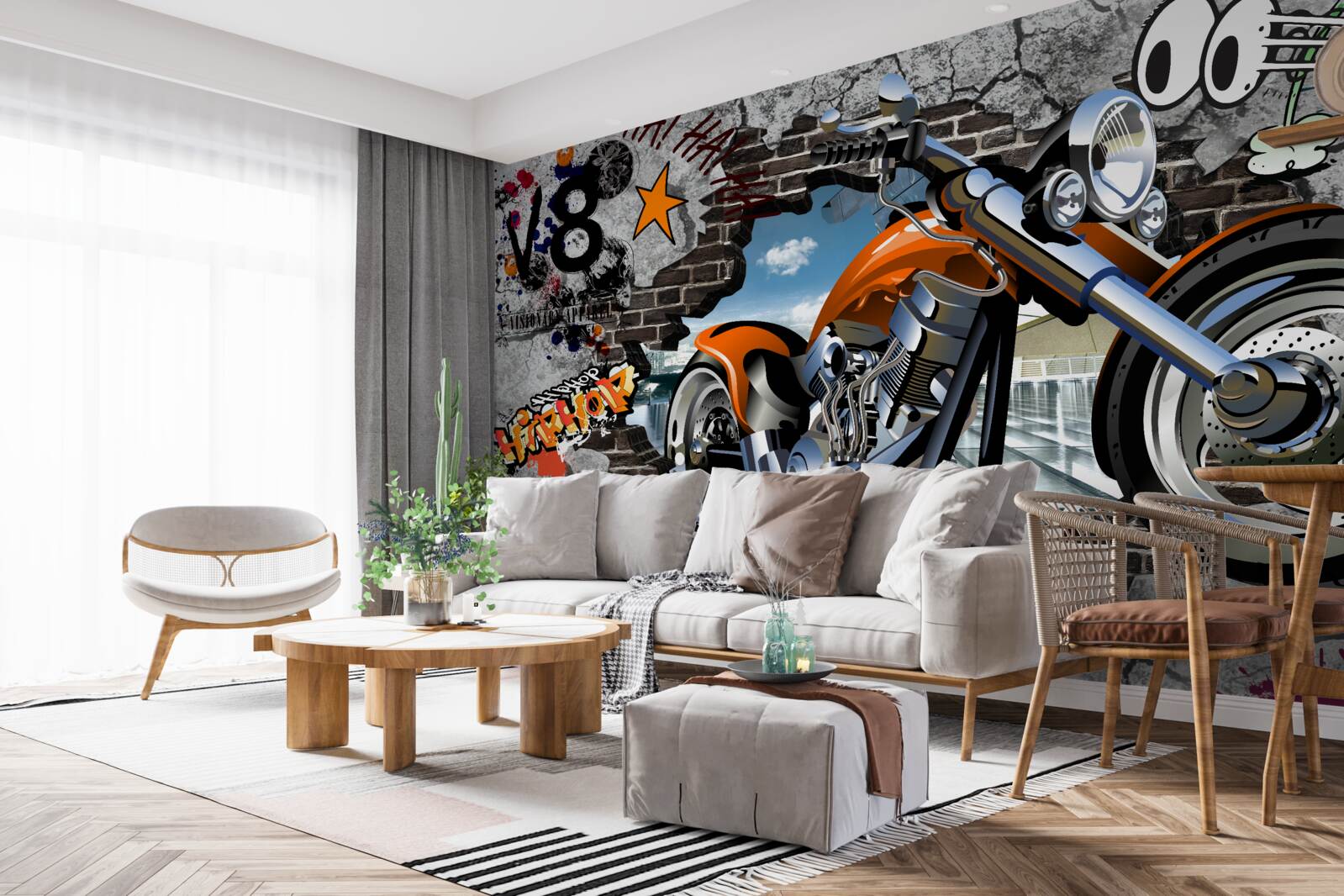 Fototapeta graffiti w formie motocykla