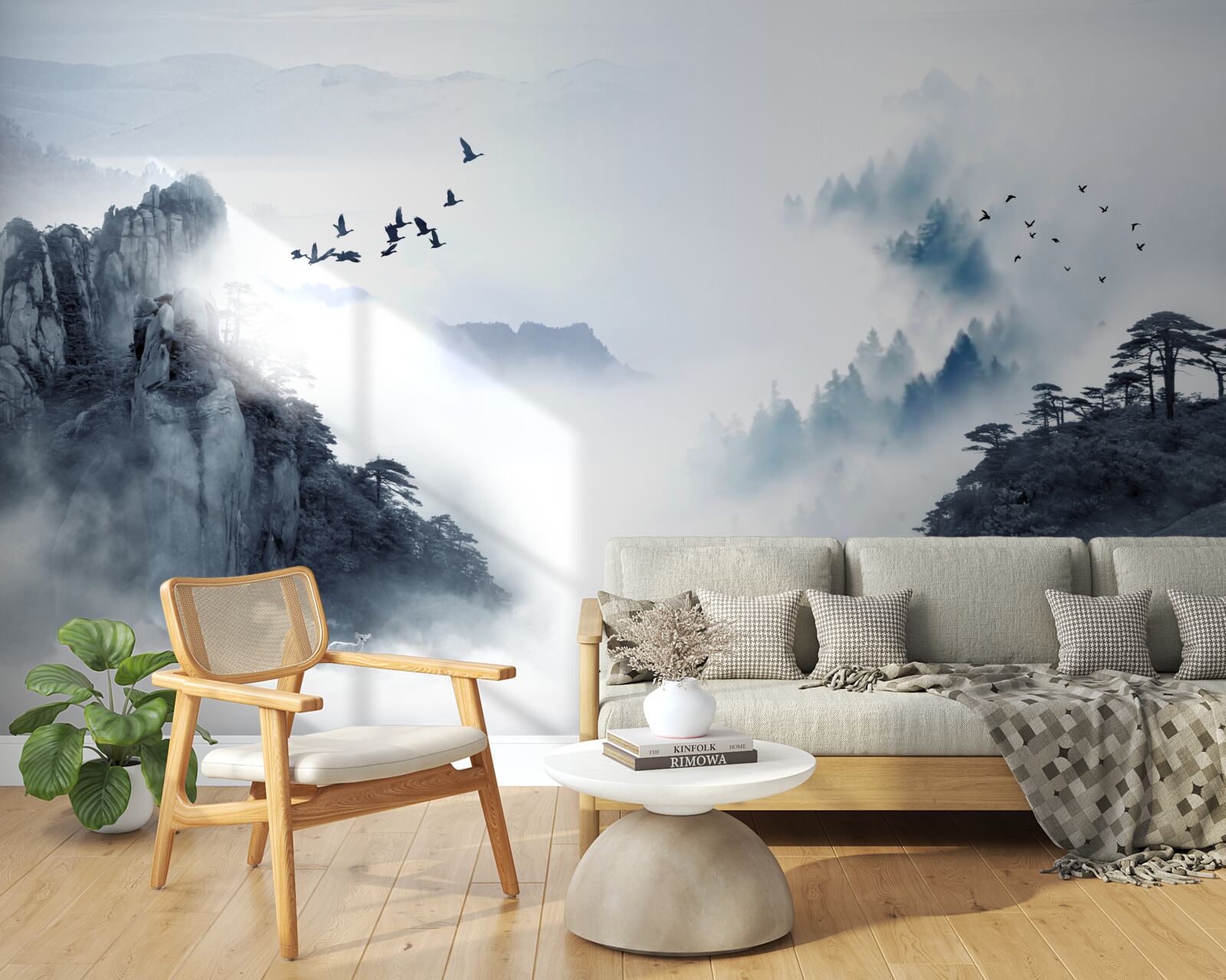 Fototapeta w obawie przed zimną mgłą ptaki wznoszą się na wyżyny