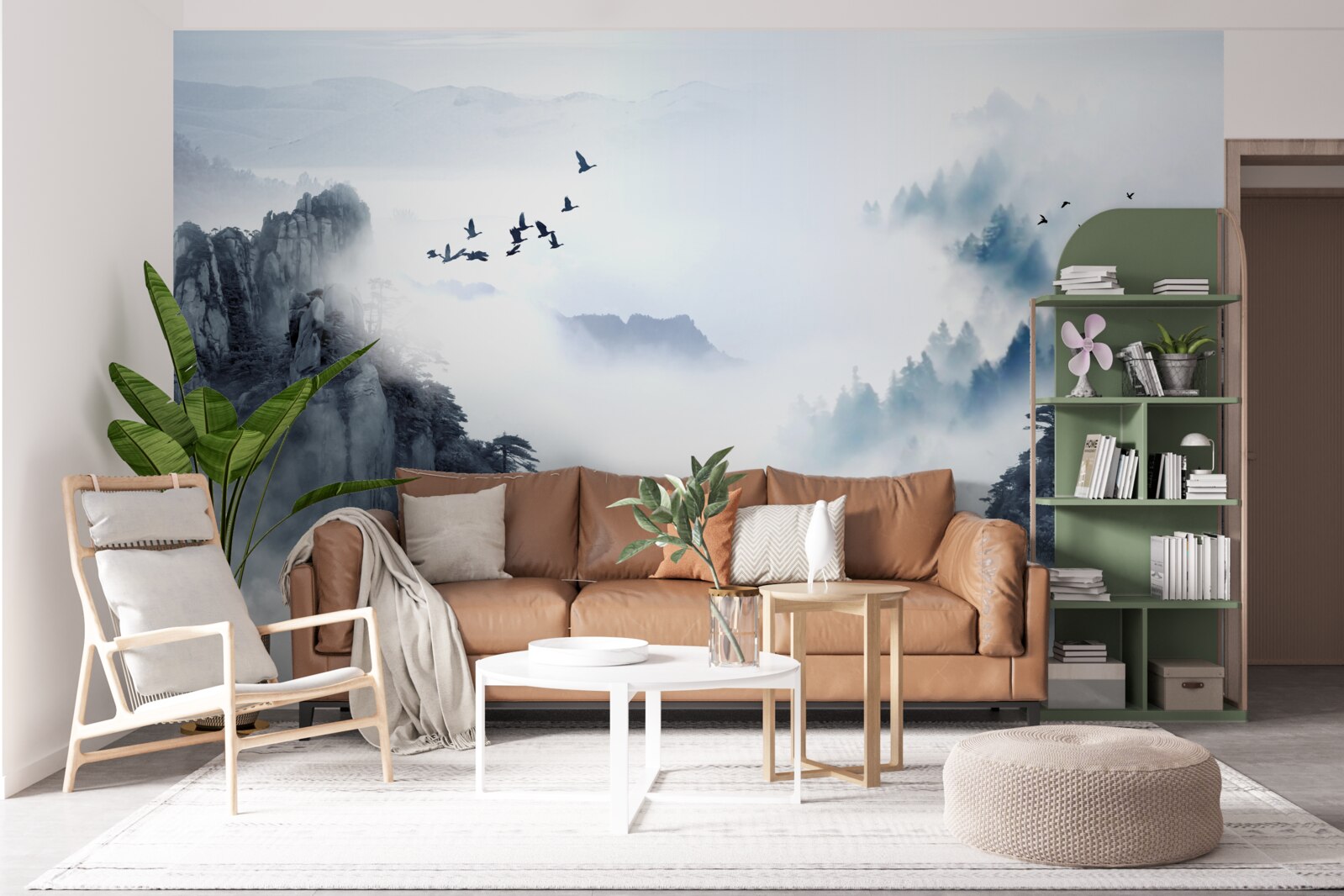 Fototapeta w obawie przed zimną mgłą ptaki wznoszą się na wyżyny