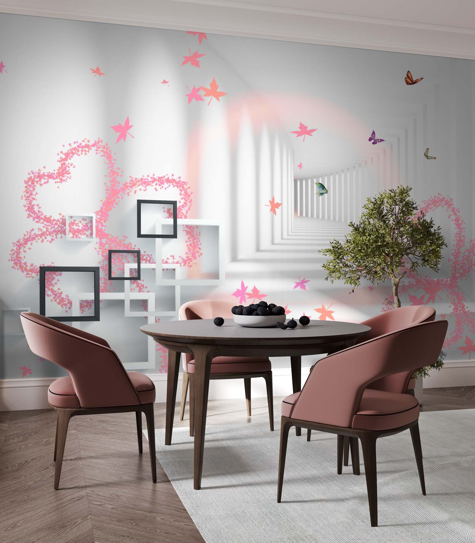 Fototapeta streszczenie motyle w kształcie różowych serc