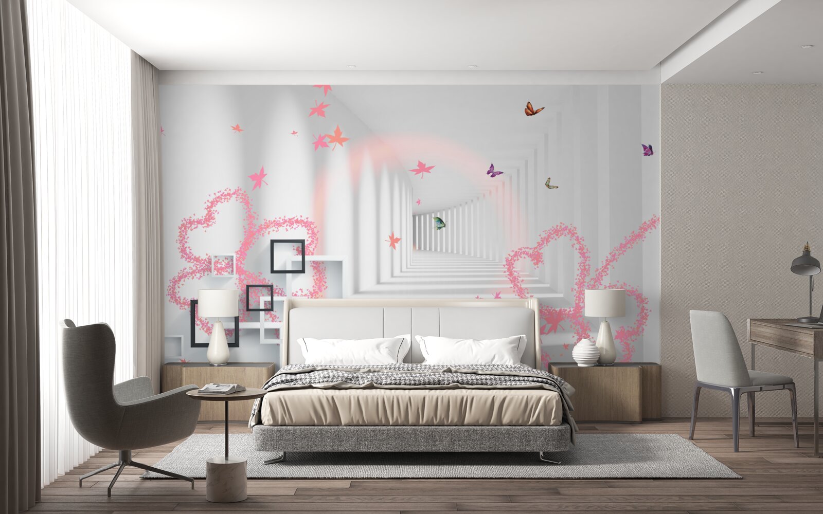 Fototapeta streszczenie motyle w kształcie różowych serc