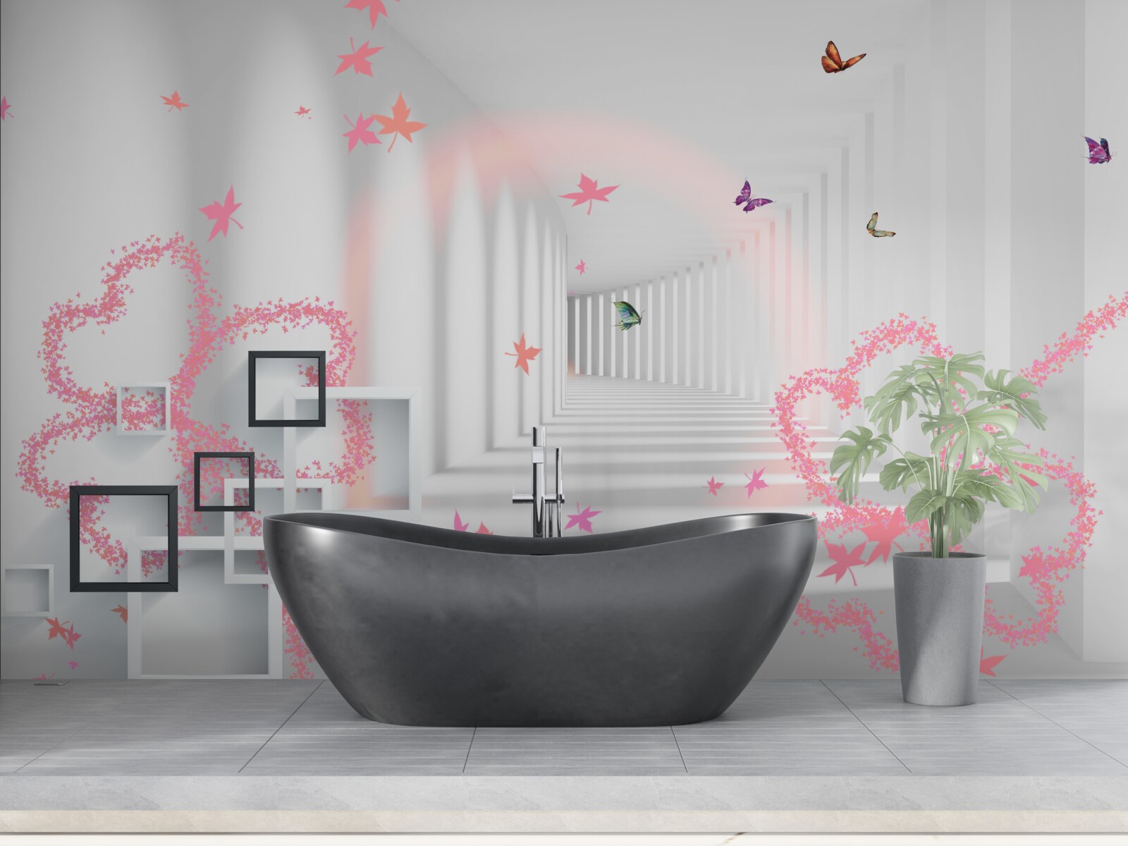 Fototapeta streszczenie motyle w kształcie różowych serc