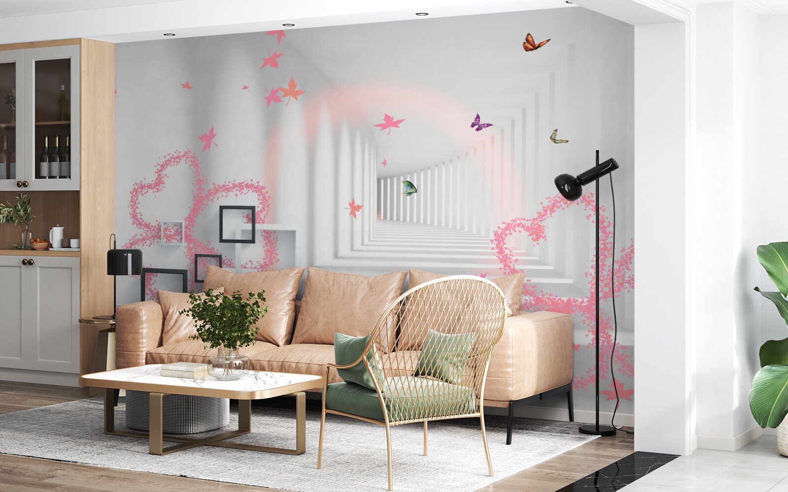 Fototapeta streszczenie motyle w kształcie różowych serc