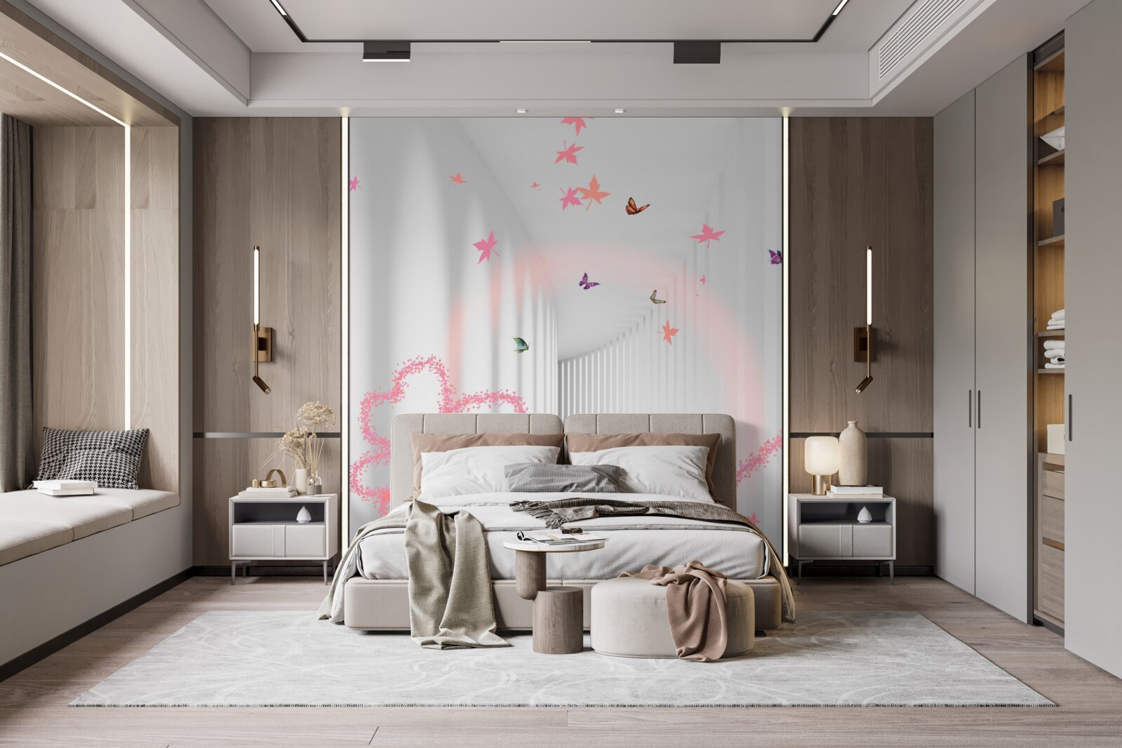 Fototapeta abstrakcyjne serca w formie motyli witają cię na korytarzu