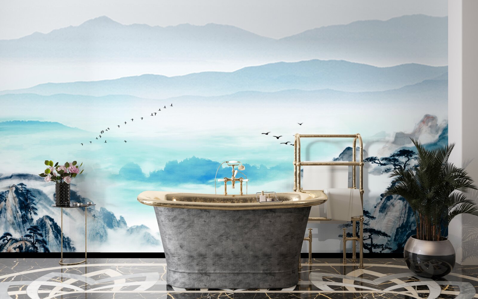 Fototapeta mgła nad wodą jeziora