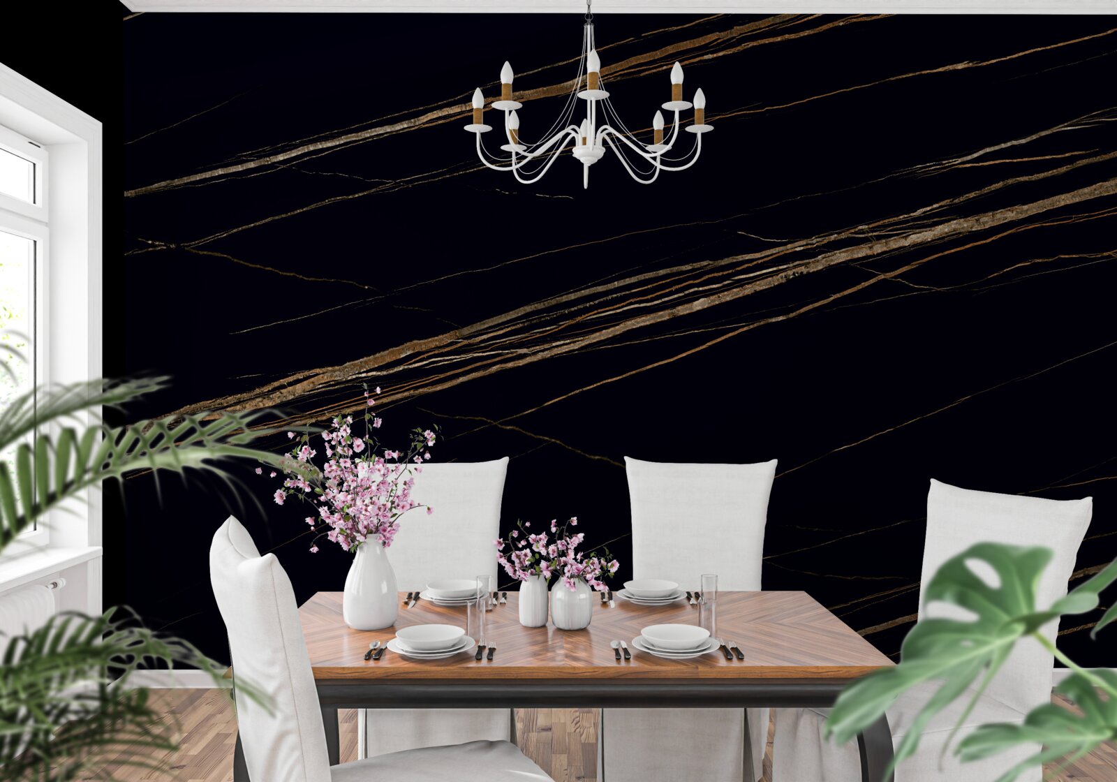 Fototapeta złote paski na czarnym tle