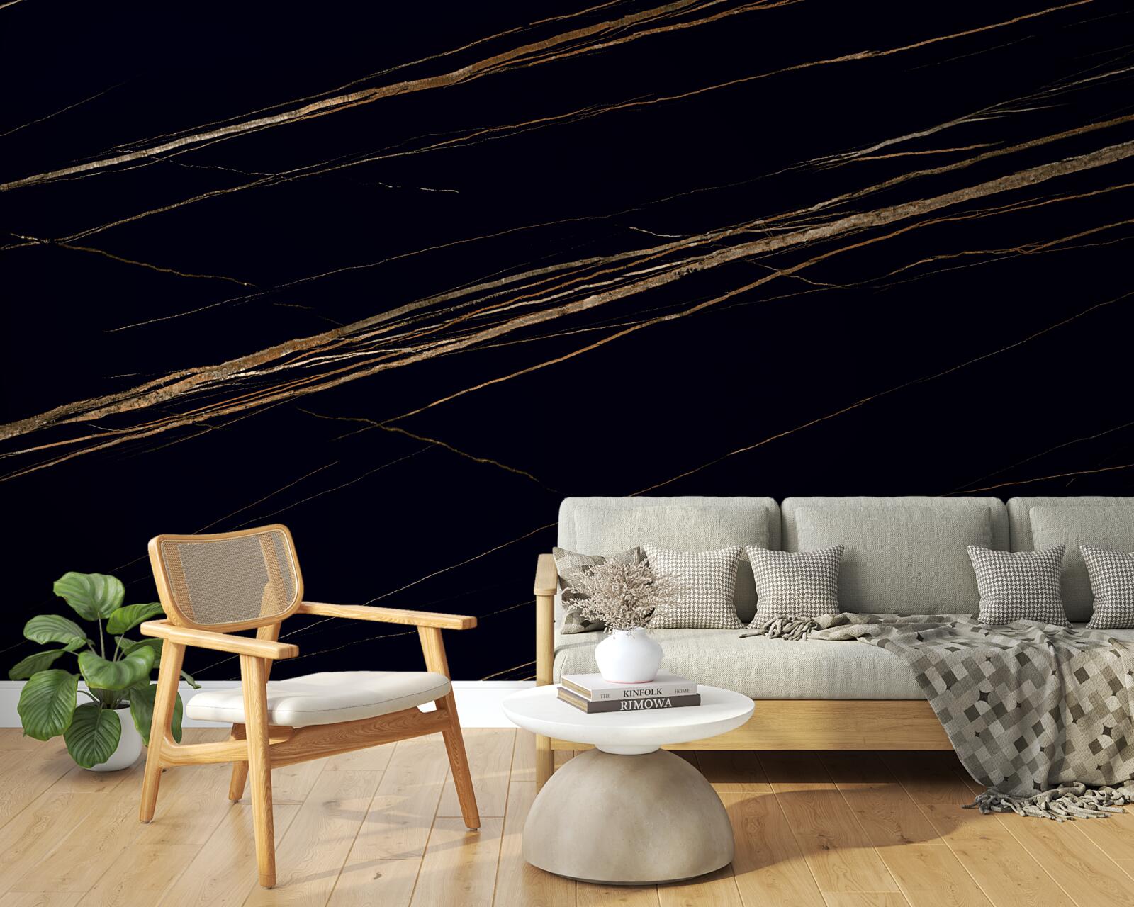 Fototapeta złote paski na czarnym tle