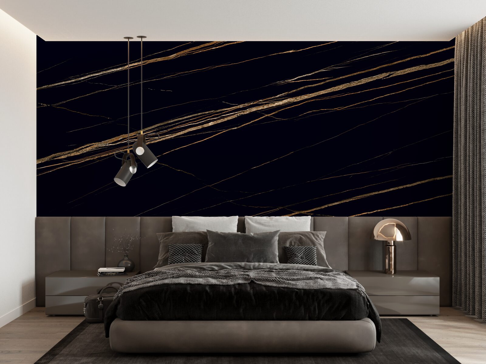 Fototapeta złote paski na czarnym tle