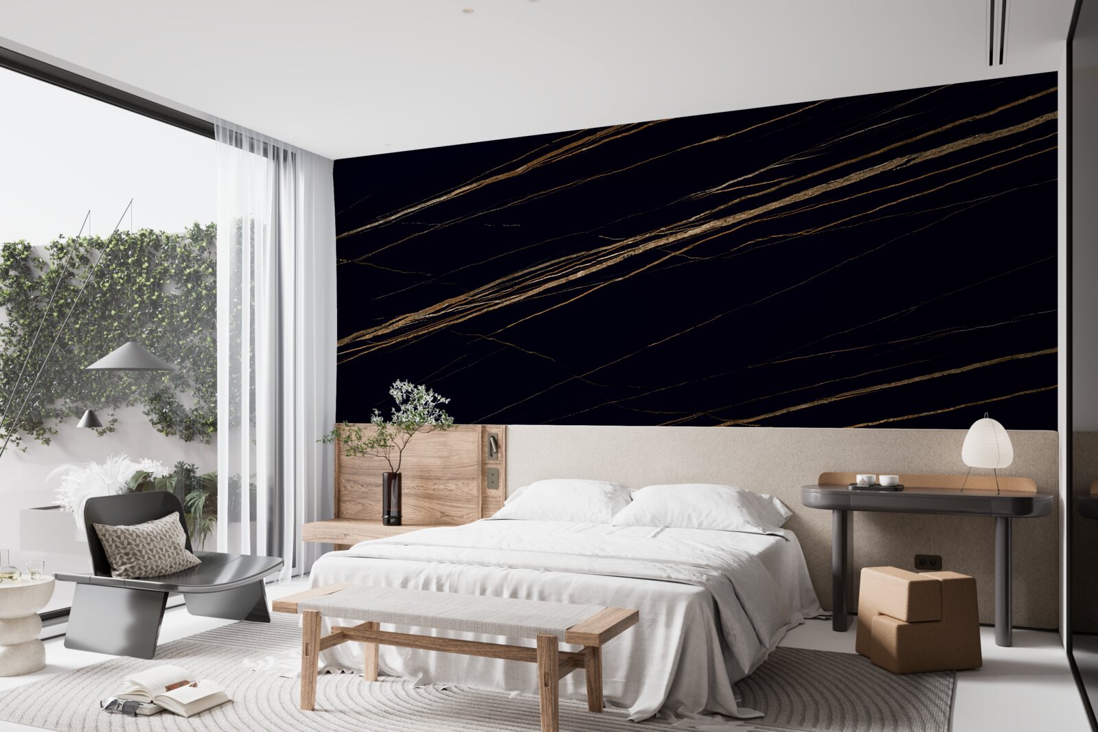 Fototapeta złote paski na czarnym tle