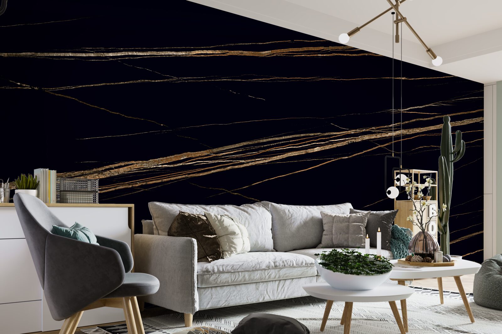 Fototapeta złote paski na czarnym tle