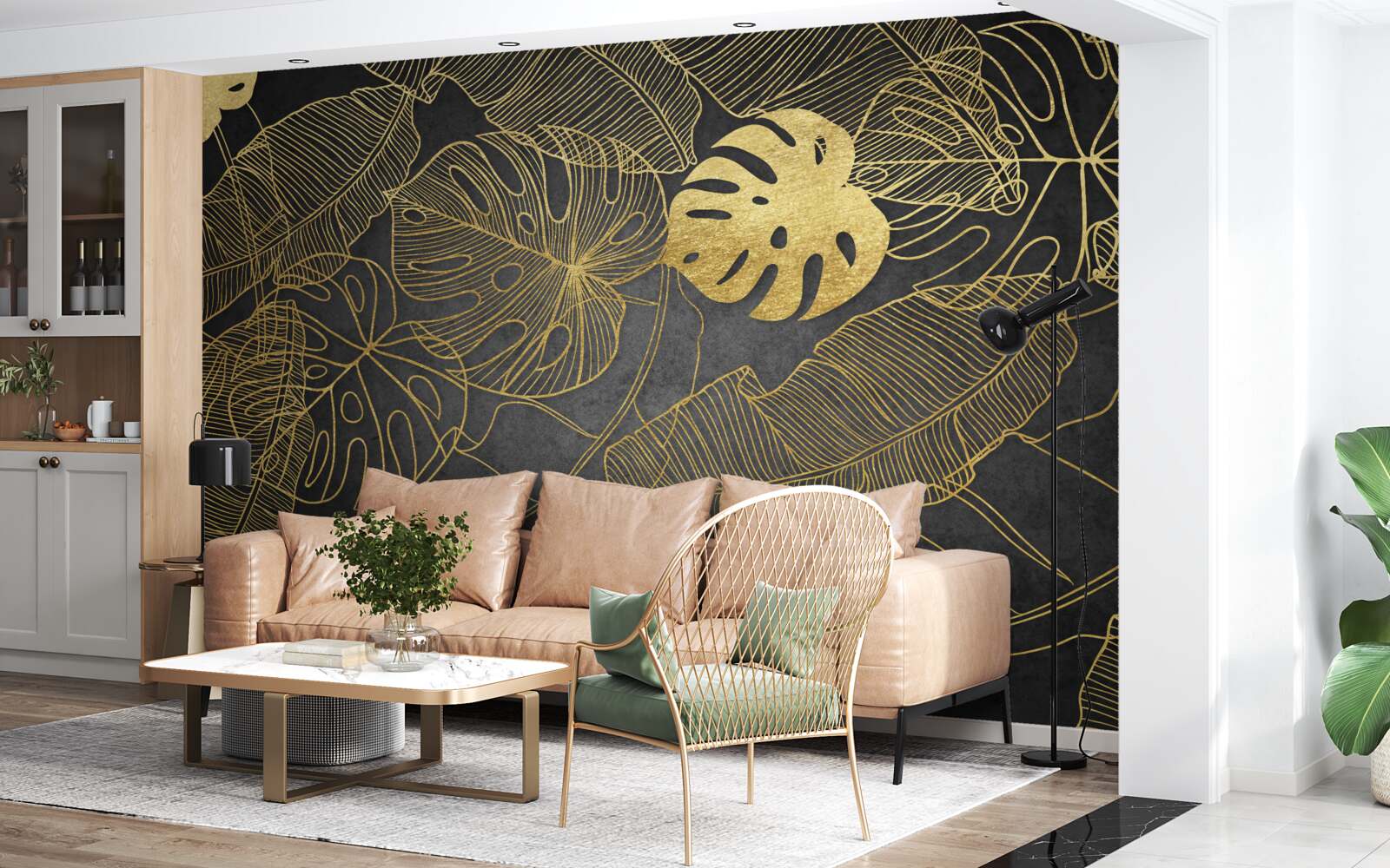 Fototapeta monstery mają liście, których zarys odpowiada złotemu podziałowi