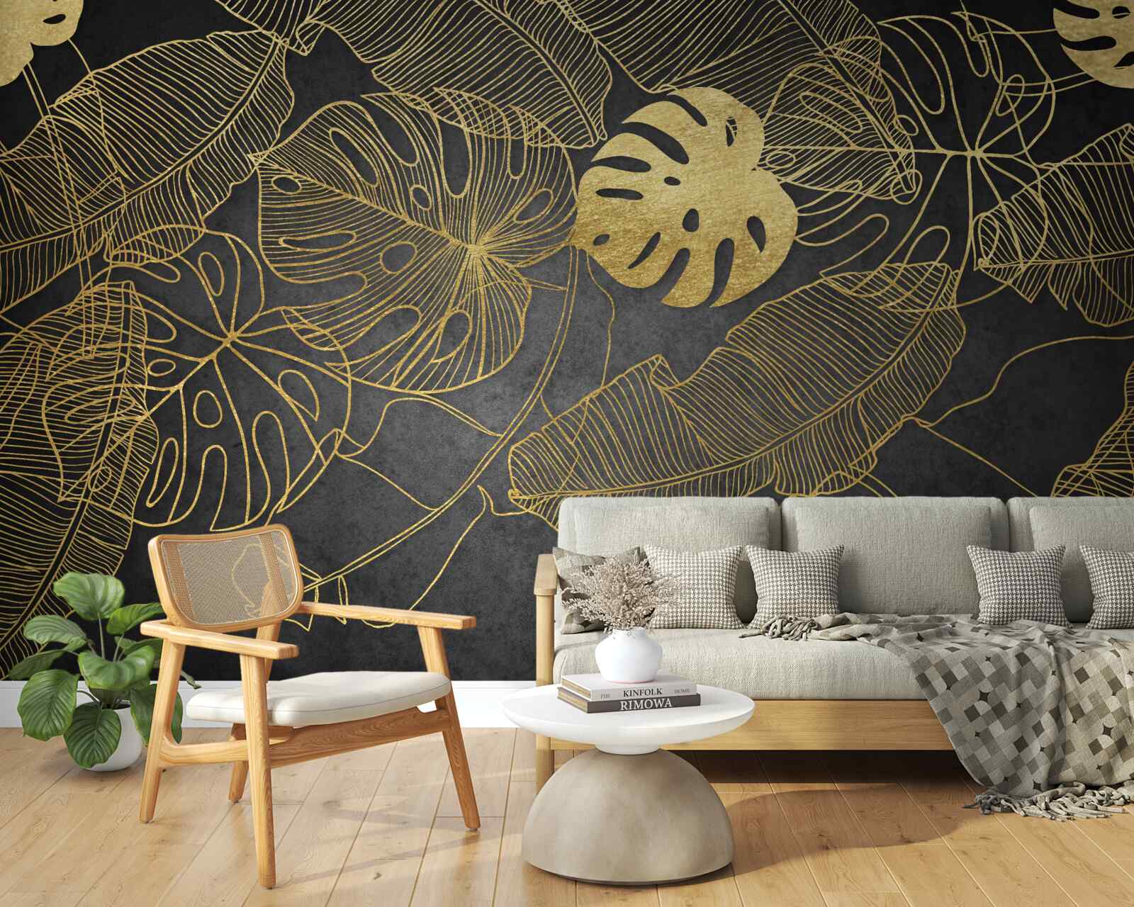 Fototapeta monstery mają liście, których zarys odpowiada złotemu podziałowi