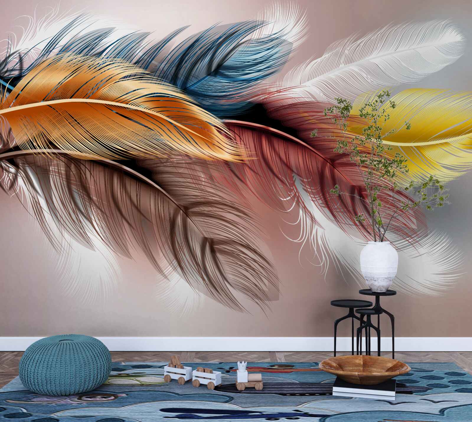 Fototapeta upierzenie w różnych kolorach