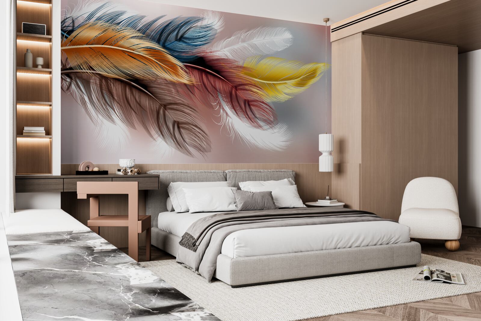 Fototapeta upierzenie w różnych kolorach