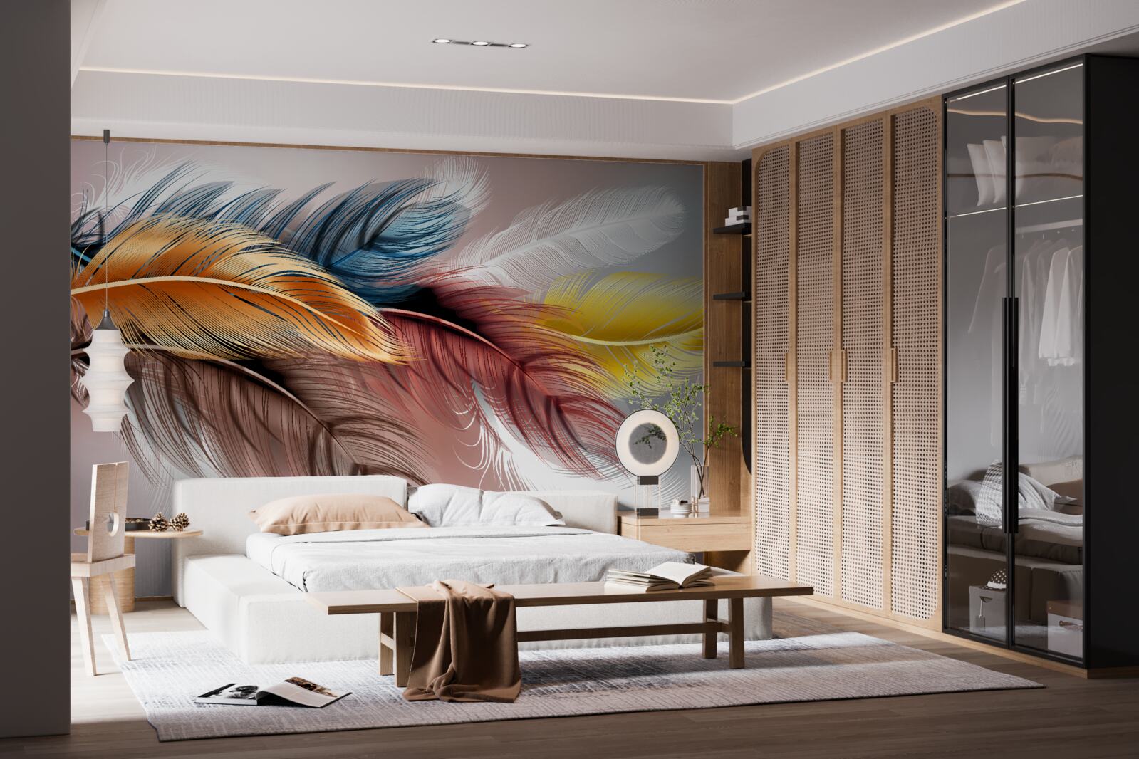 Fototapeta upierzenie w różnych kolorach