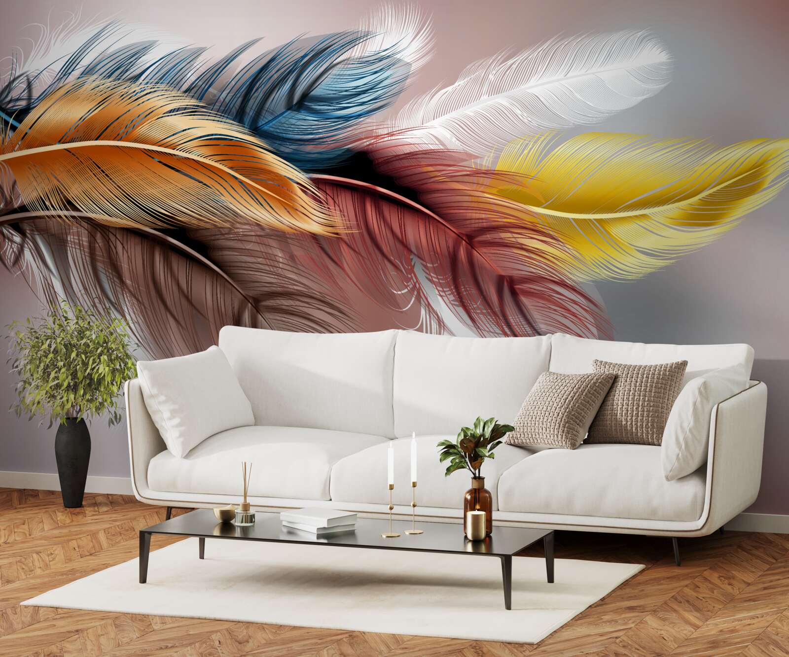 Fototapeta upierzenie w różnych kolorach