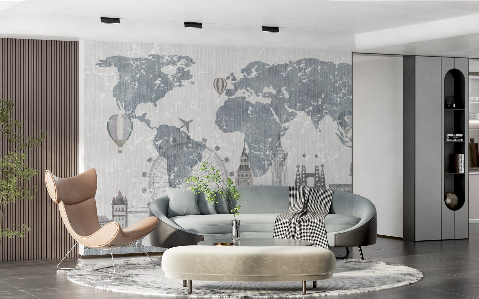 Fototapeta mapa świata z zabytkami londynu