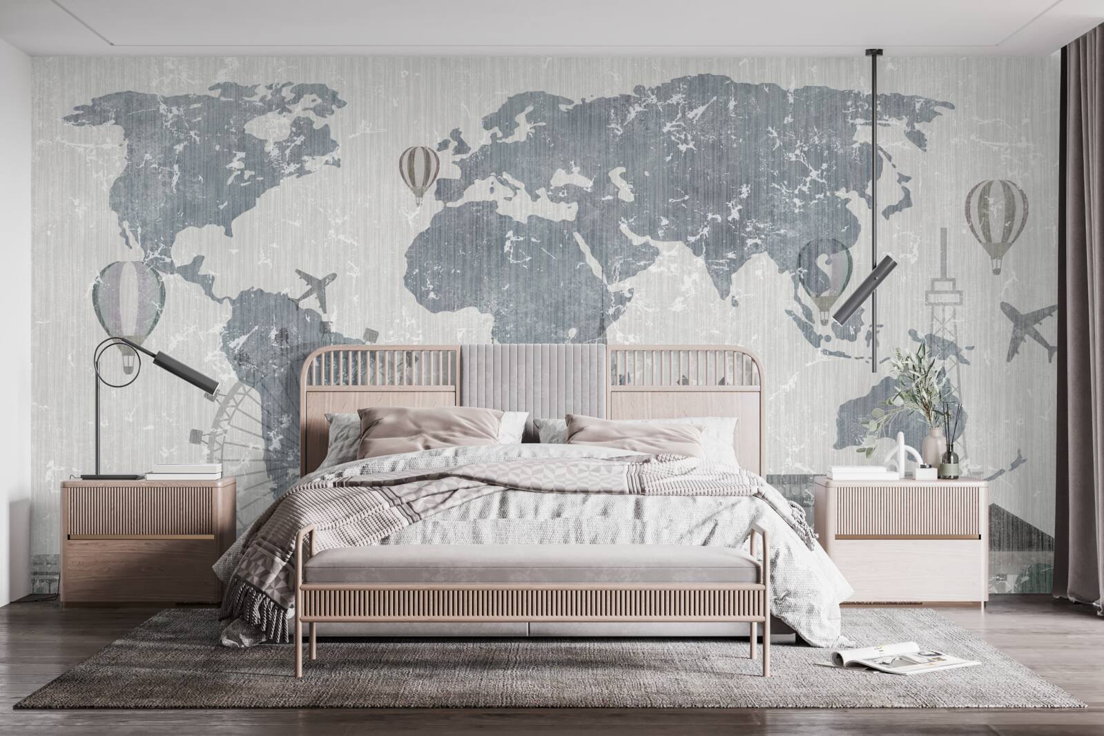 Fototapeta mapa świata z zabytkami londynu