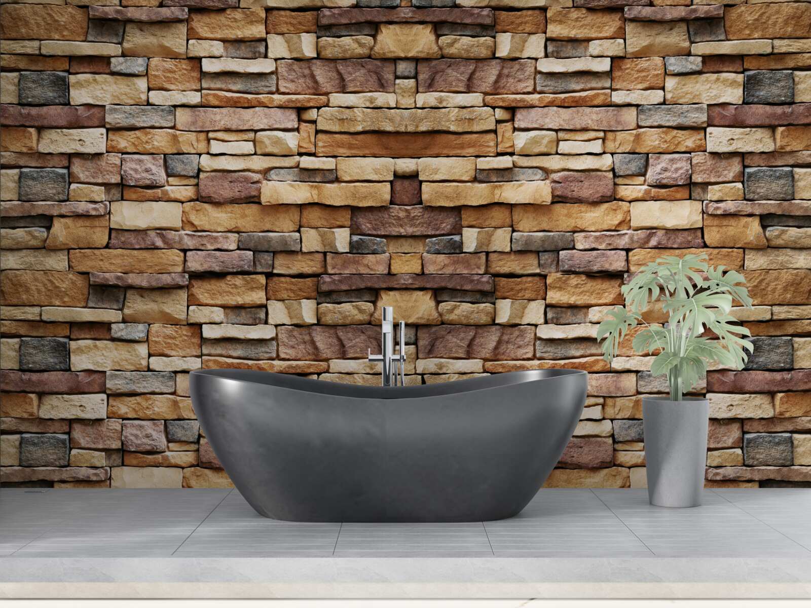 Fototapeta Ściana złożona z wielobarwnych kamieni