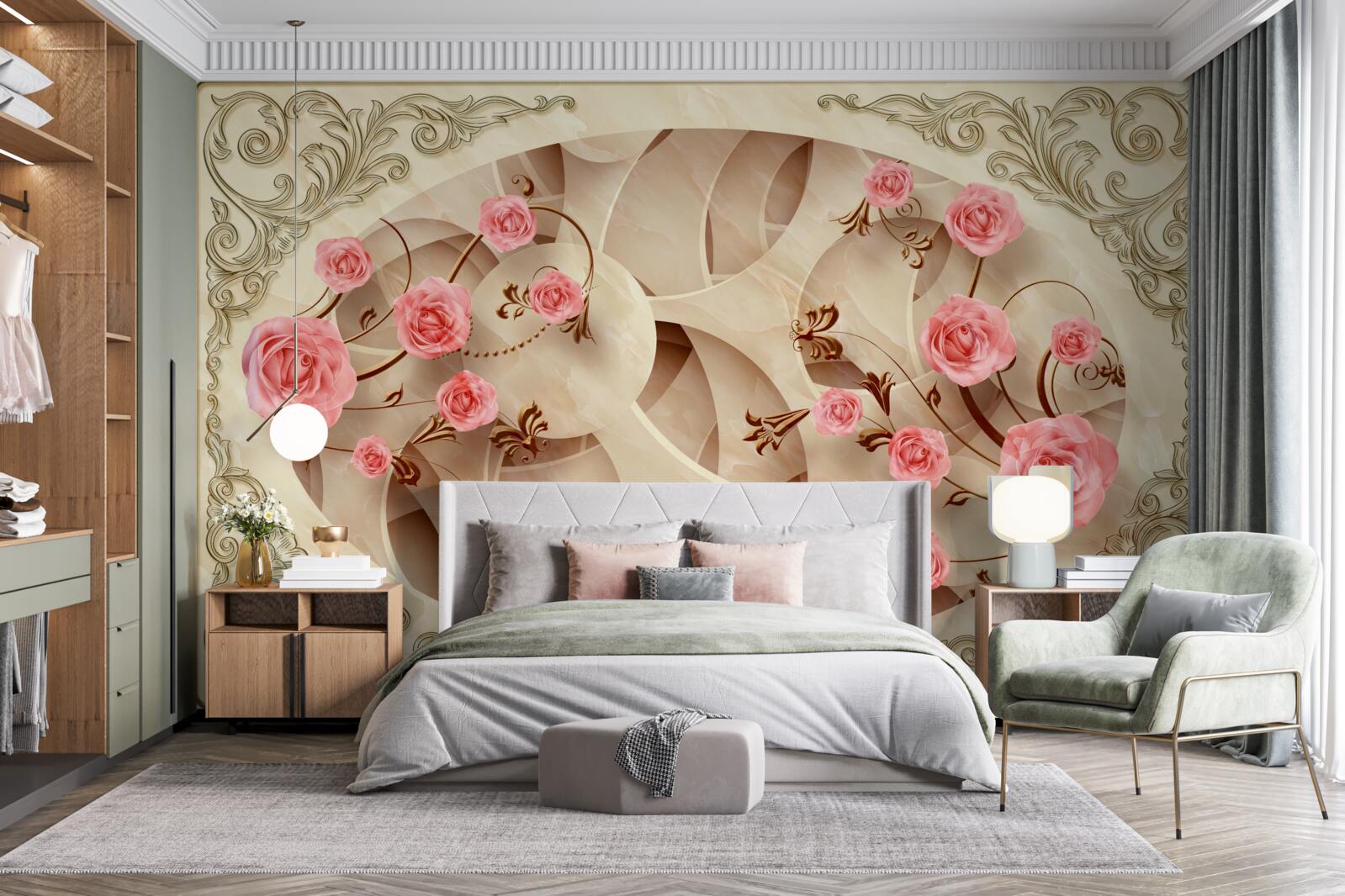 Fototapeta pąki różowego krzewu wzrosły