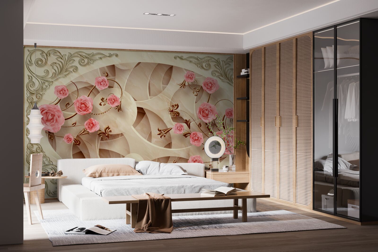 Fototapeta pąki różowego krzewu wzrosły