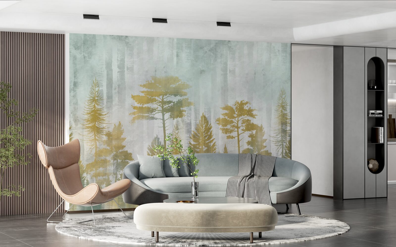 Fototapeta jesień w lesie spowita mgłą