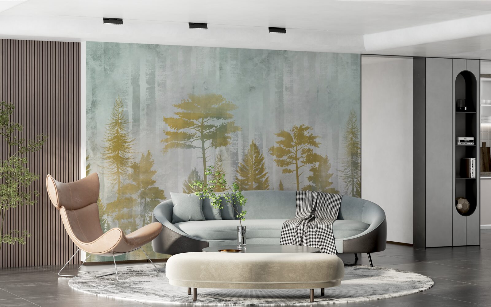 Fototapeta jesień w lesie spowita mgłą