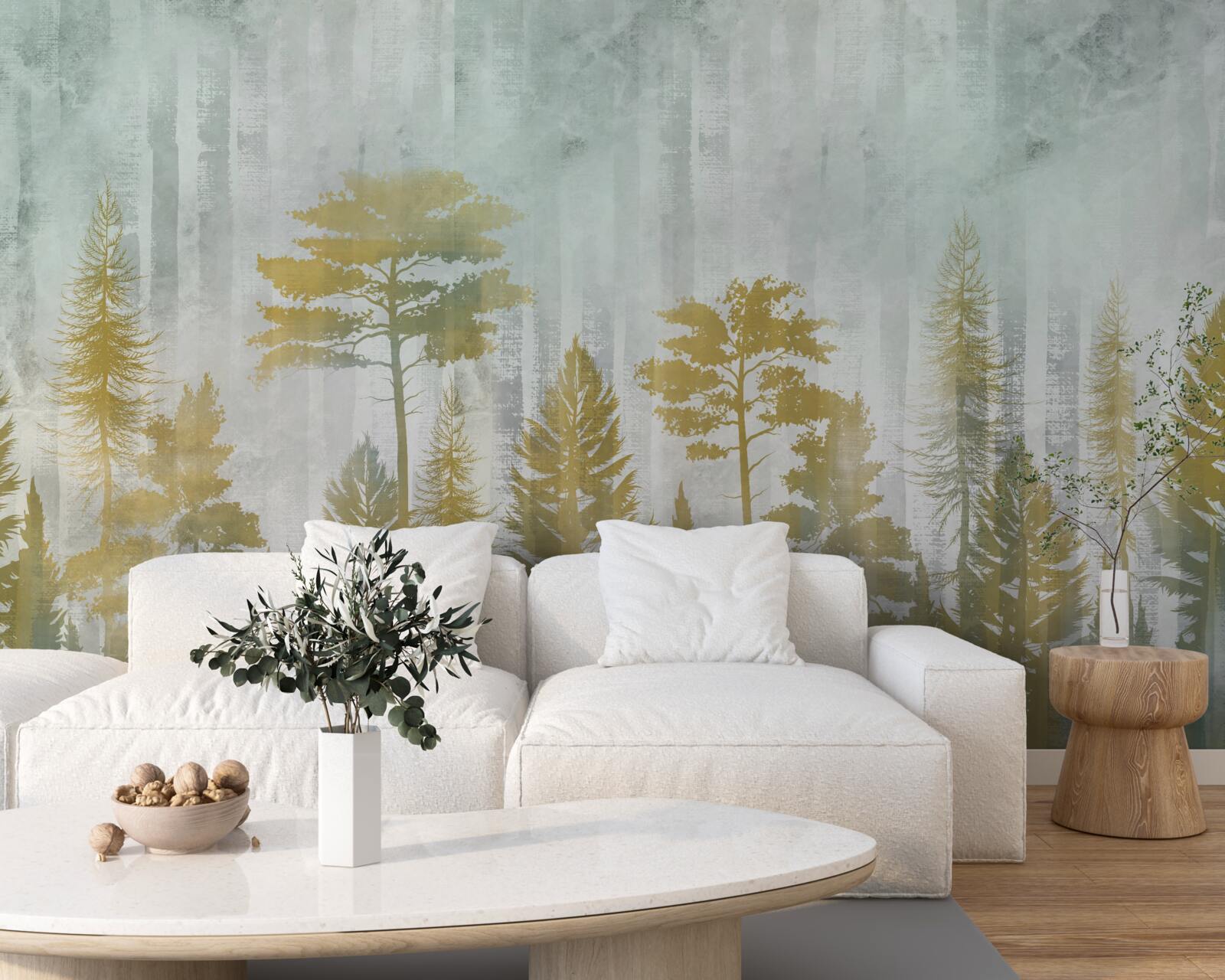 Fototapeta jesień w lesie spowita mgłą