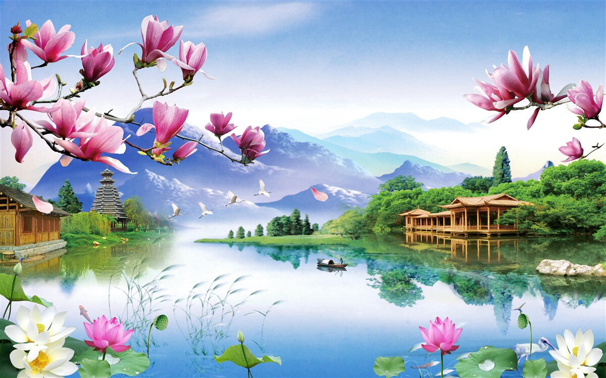 Fototapeta wspaniały panoramiczny widok na górski krajobraz i przepływ rzeki