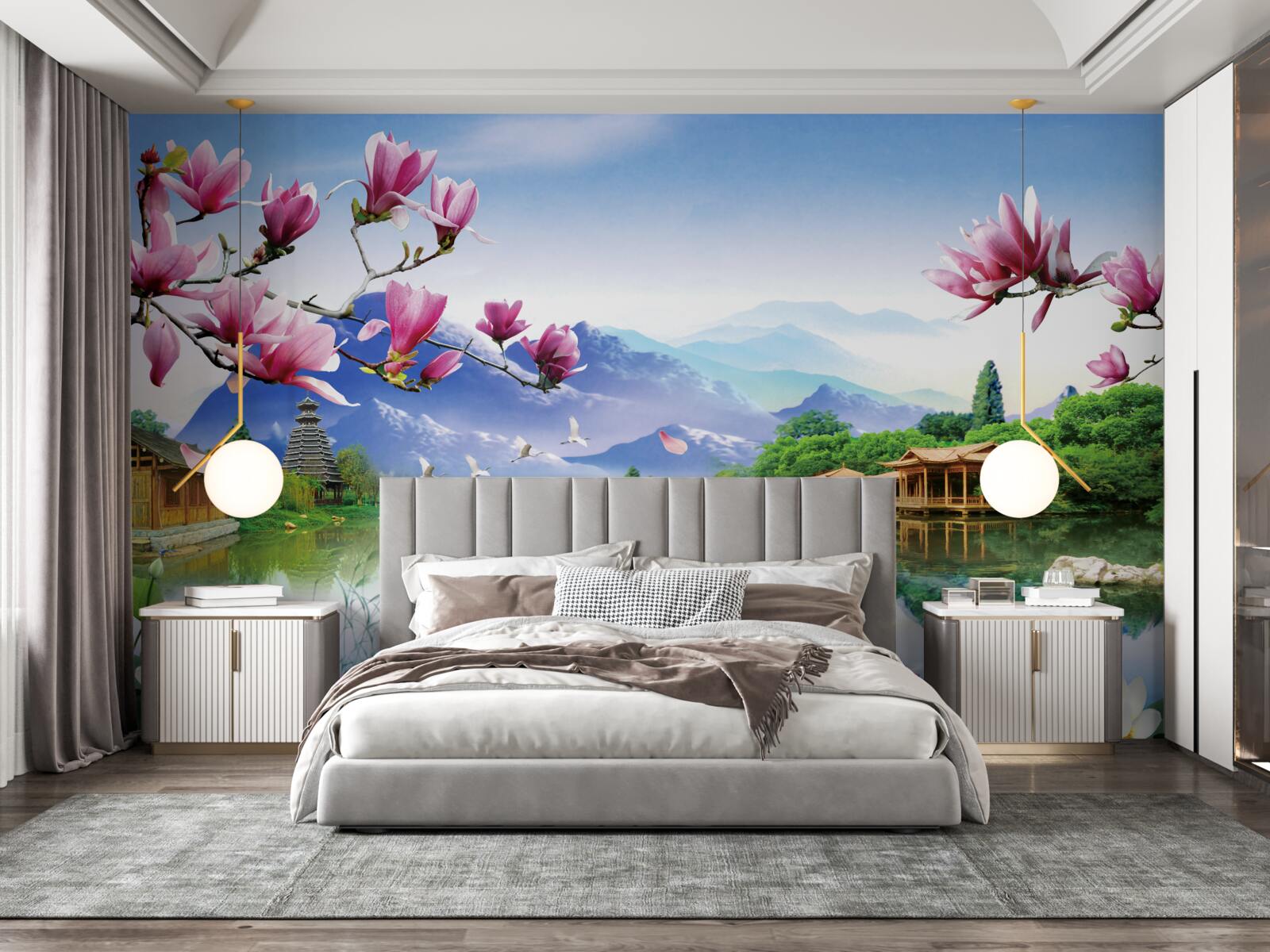 Fototapeta wspaniały panoramiczny widok na górski krajobraz i przepływ rzeki