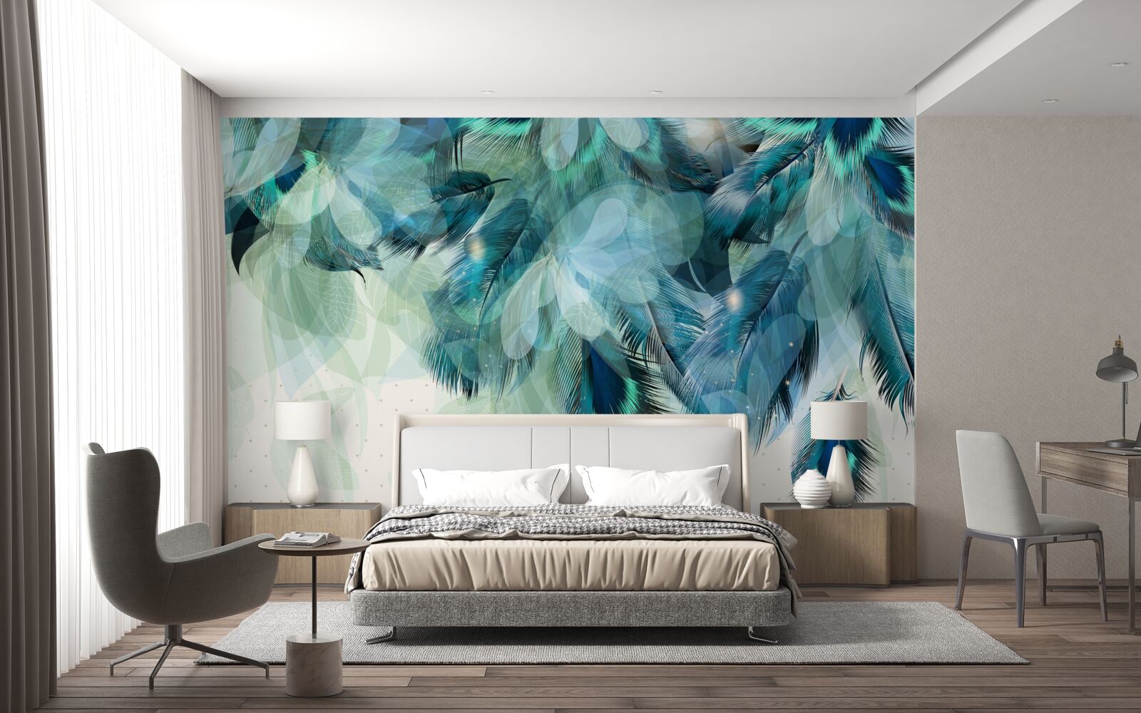 Fototapeta zwiewna lekkość turkusowego piórka