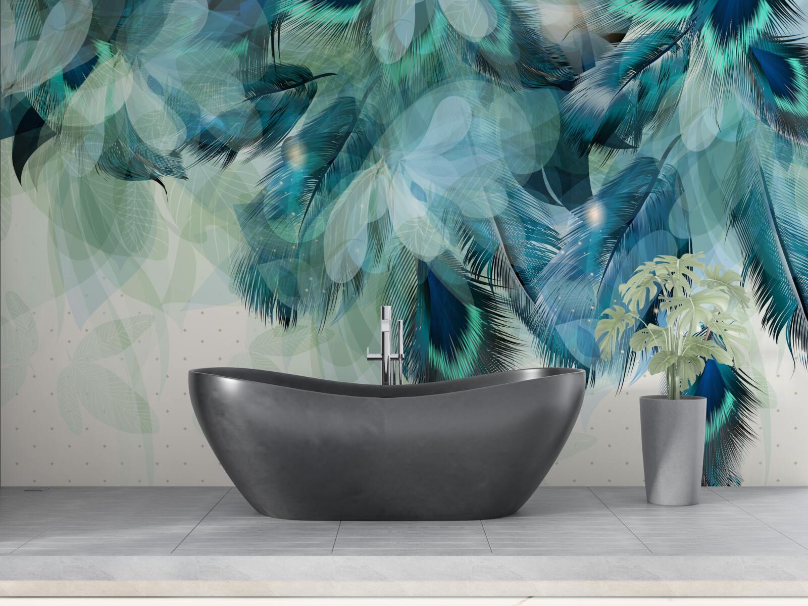 Fototapeta zwiewna lekkość turkusowego piórka