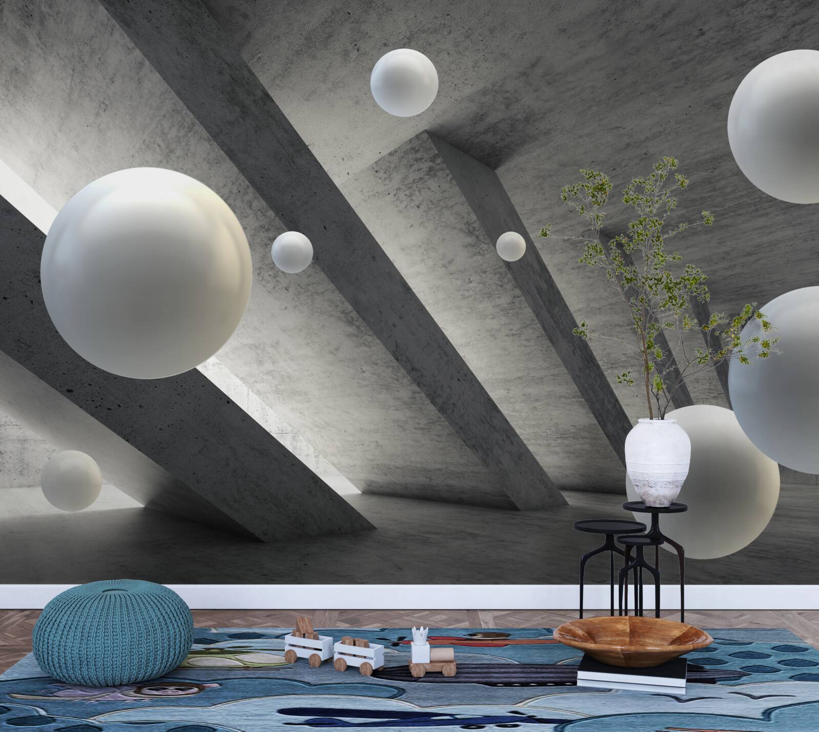 Fototapeta kule bieli w cementowym przejściu