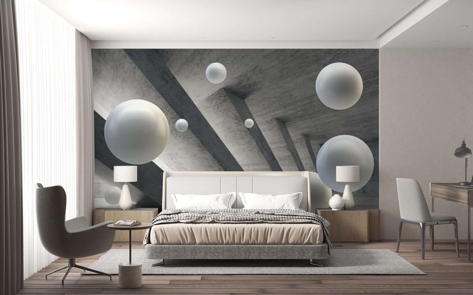 Fototapeta kule bieli w cementowym przejściu