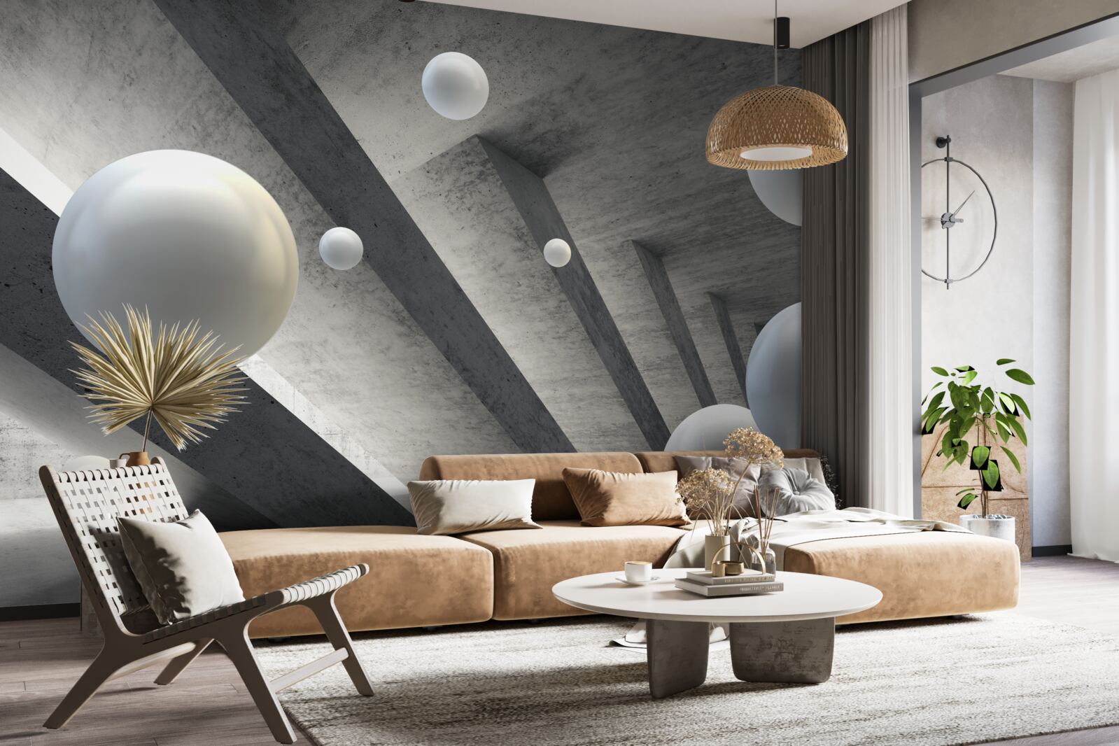 Fototapeta kule bieli w cementowym przejściu