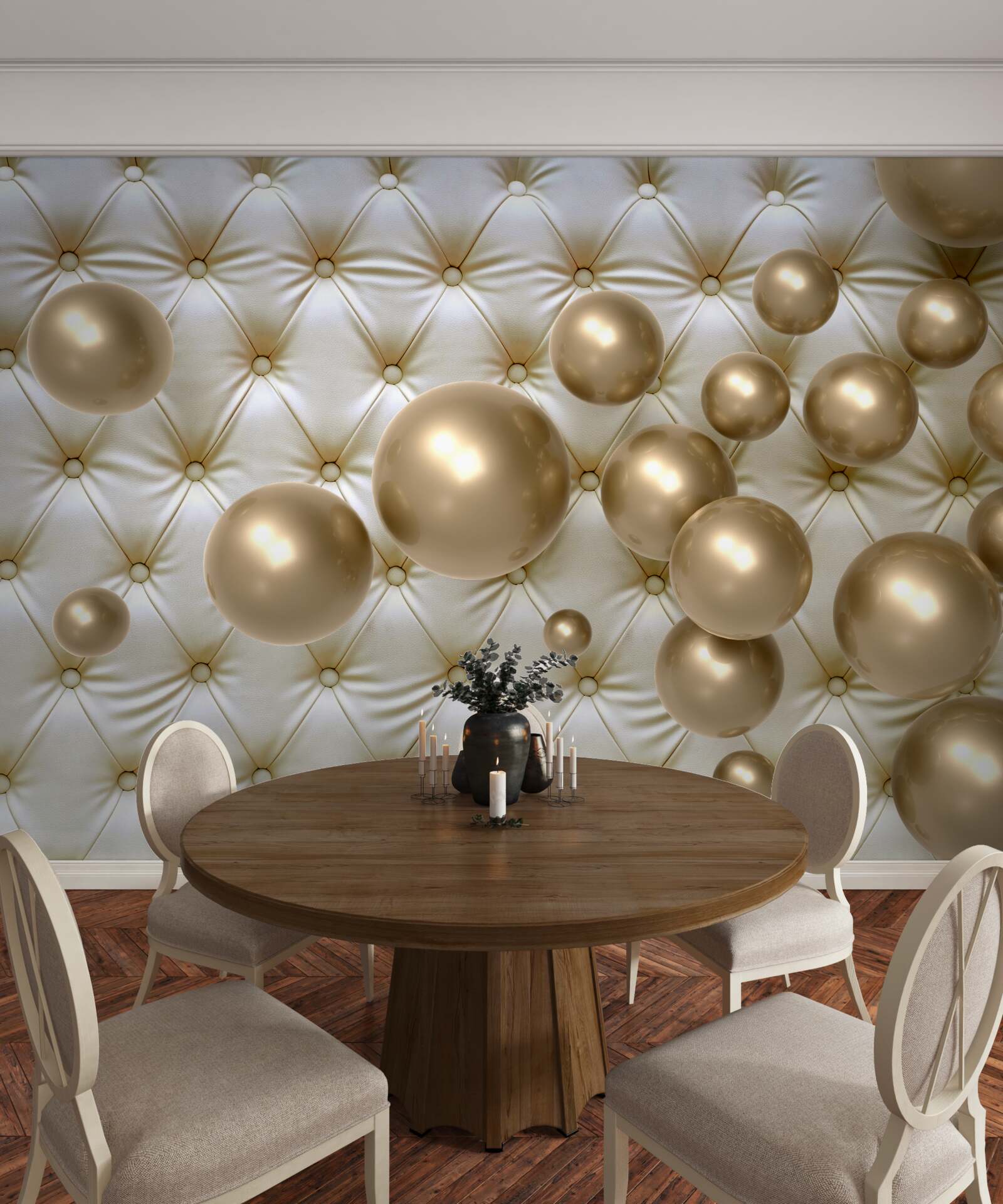 Fototapeta tkanina wysadzana złotymi perełkami