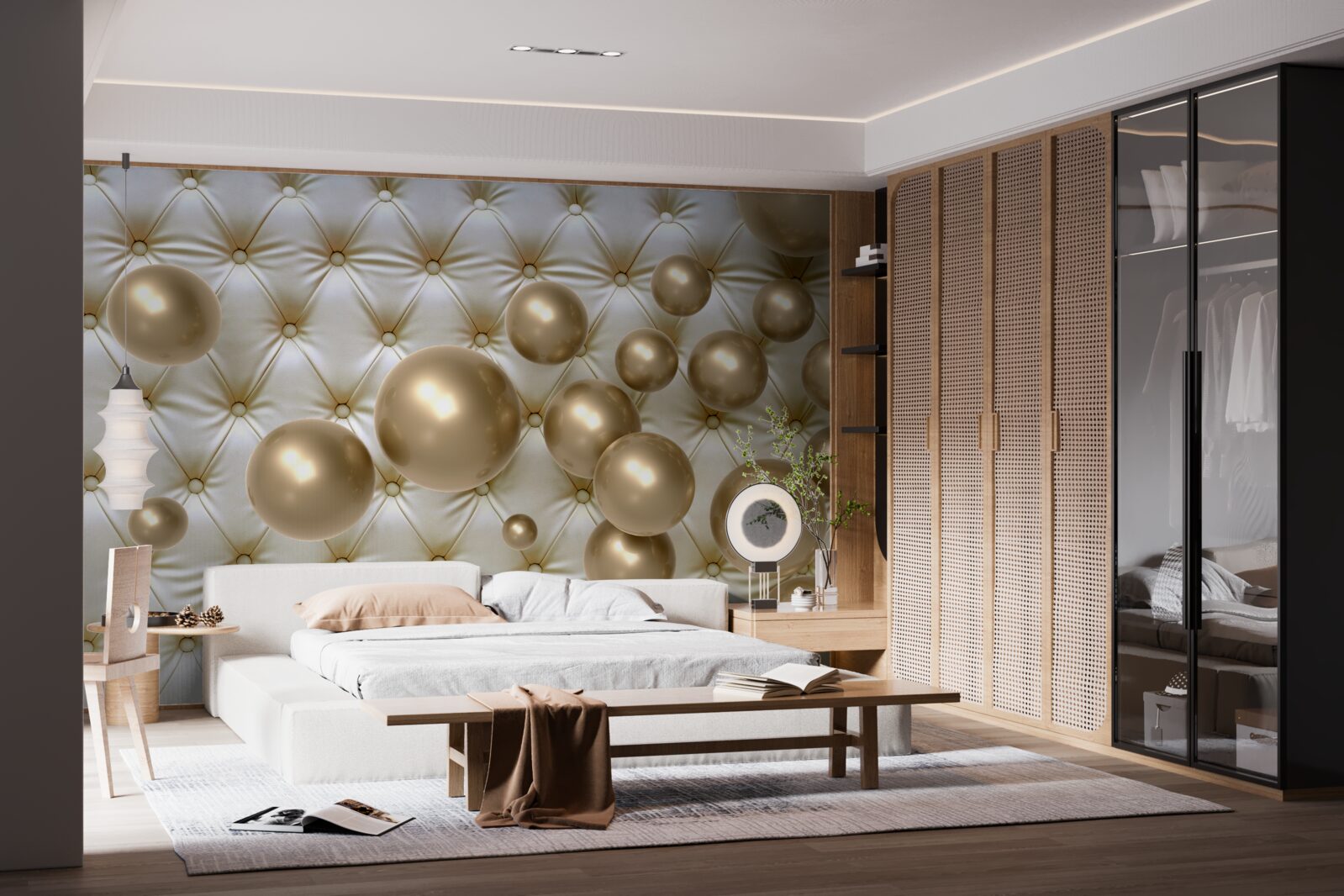 Fototapeta tkanina wysadzana złotymi perełkami