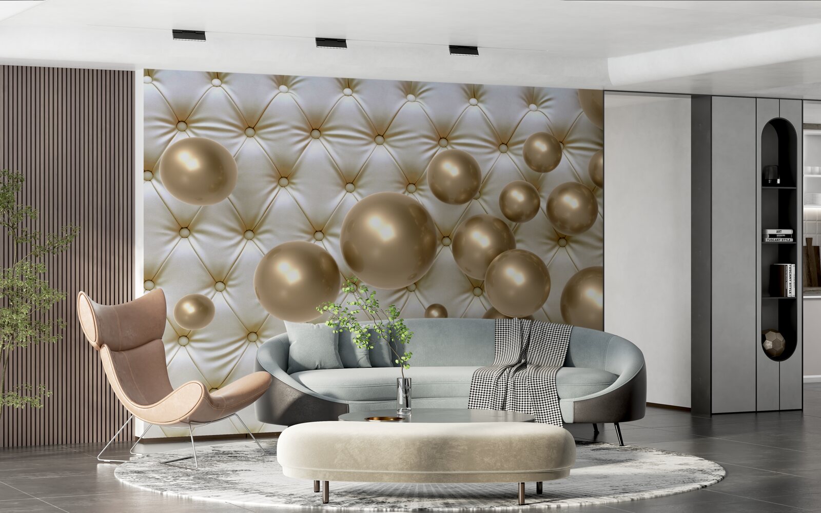 Fototapeta tkanina wysadzana złotymi perełkami