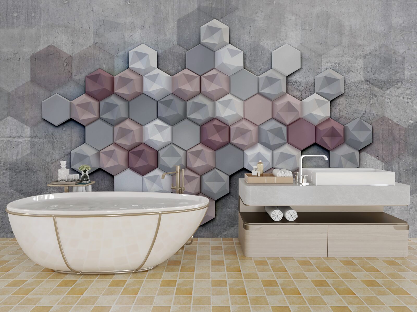 Fototapeta struktura komórek utworzona przez pięciokąty