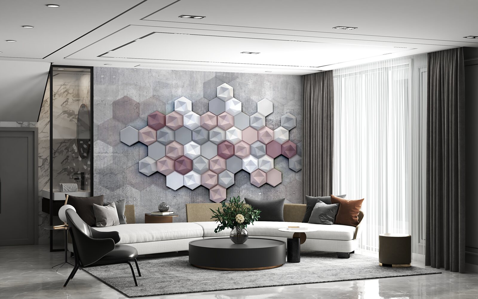 Fototapeta struktura komórek utworzona przez pięciokąty