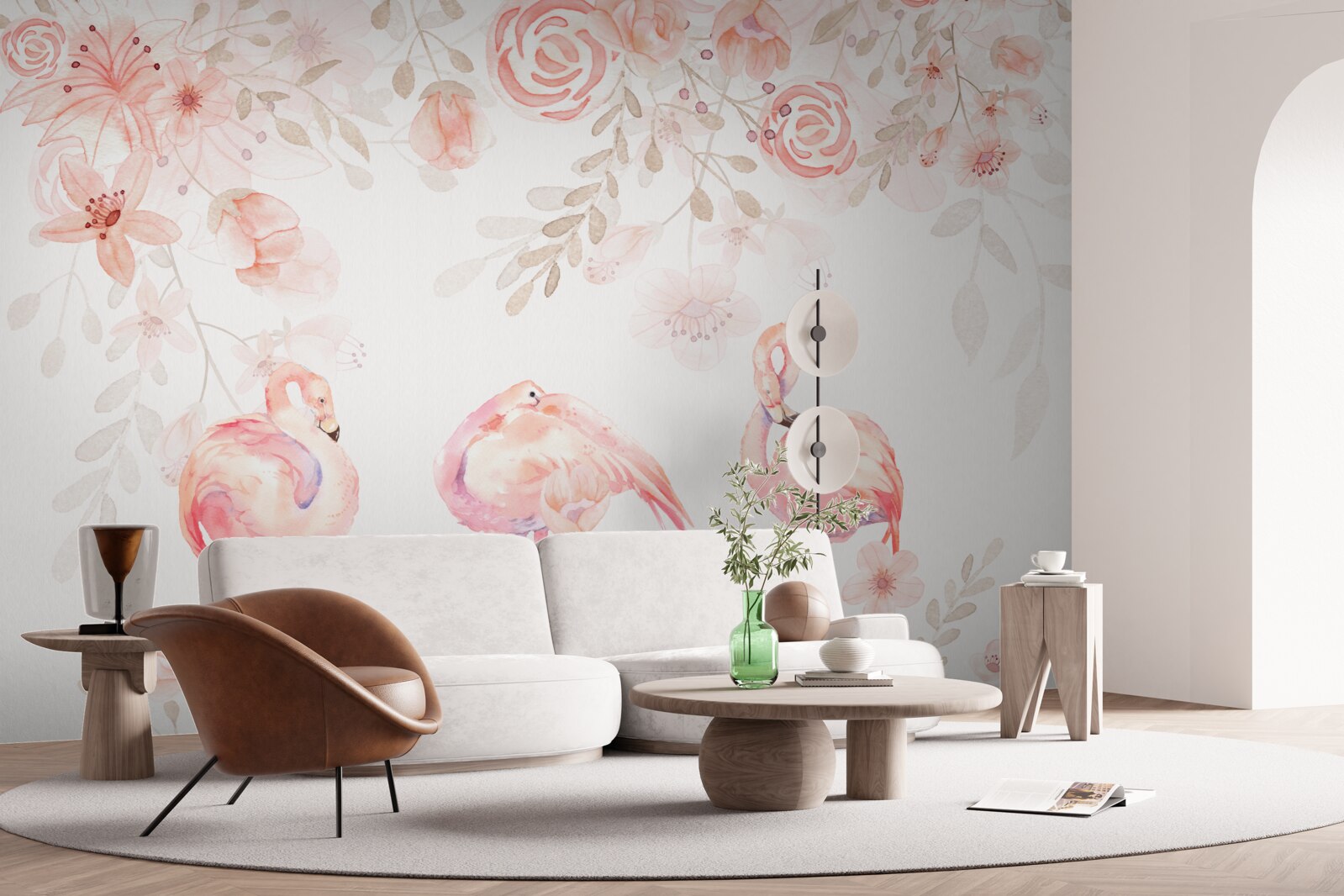 Fototapeta różowe flamingi i pąki