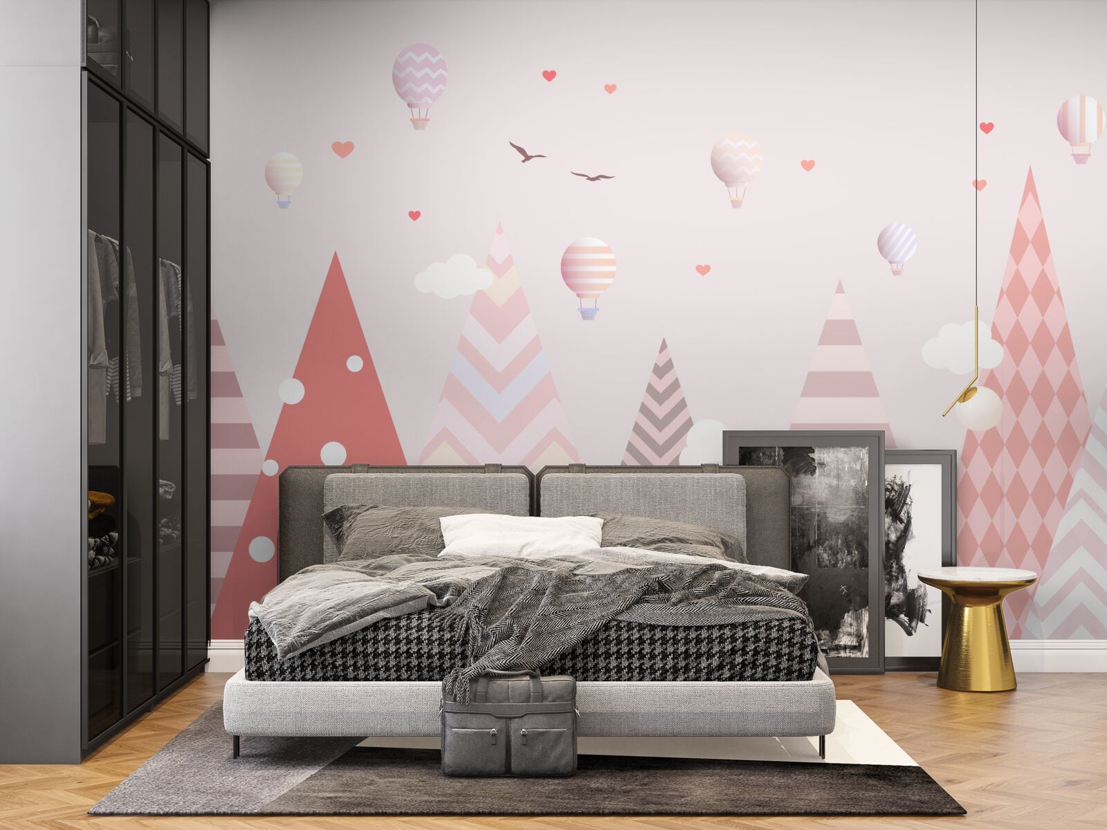 Fototapeta różowe góry ozdobione balonami