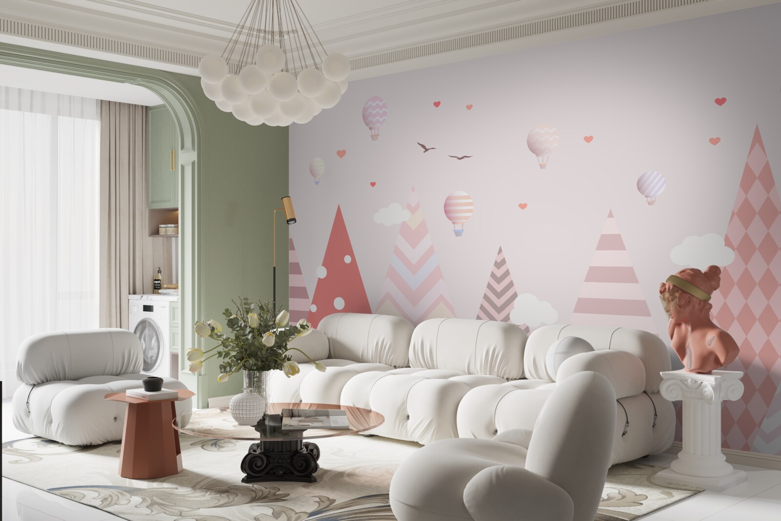 Fototapeta różowe góry ozdobione balonami